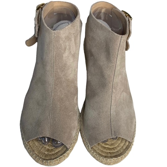 KANNA Women's Sz 39 / 8 Beige Brown Suede Ankle Strap Wedge Espadrille Sandals - Picture 4 of 15